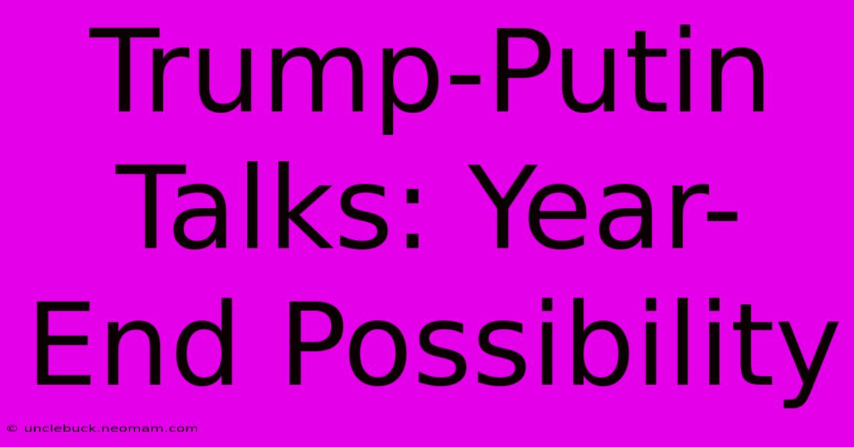 Trump-Putin Talks: Year-End Possibility