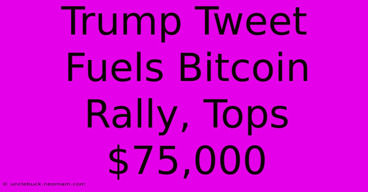 Trump Tweet Fuels Bitcoin Rally, Tops $75,000