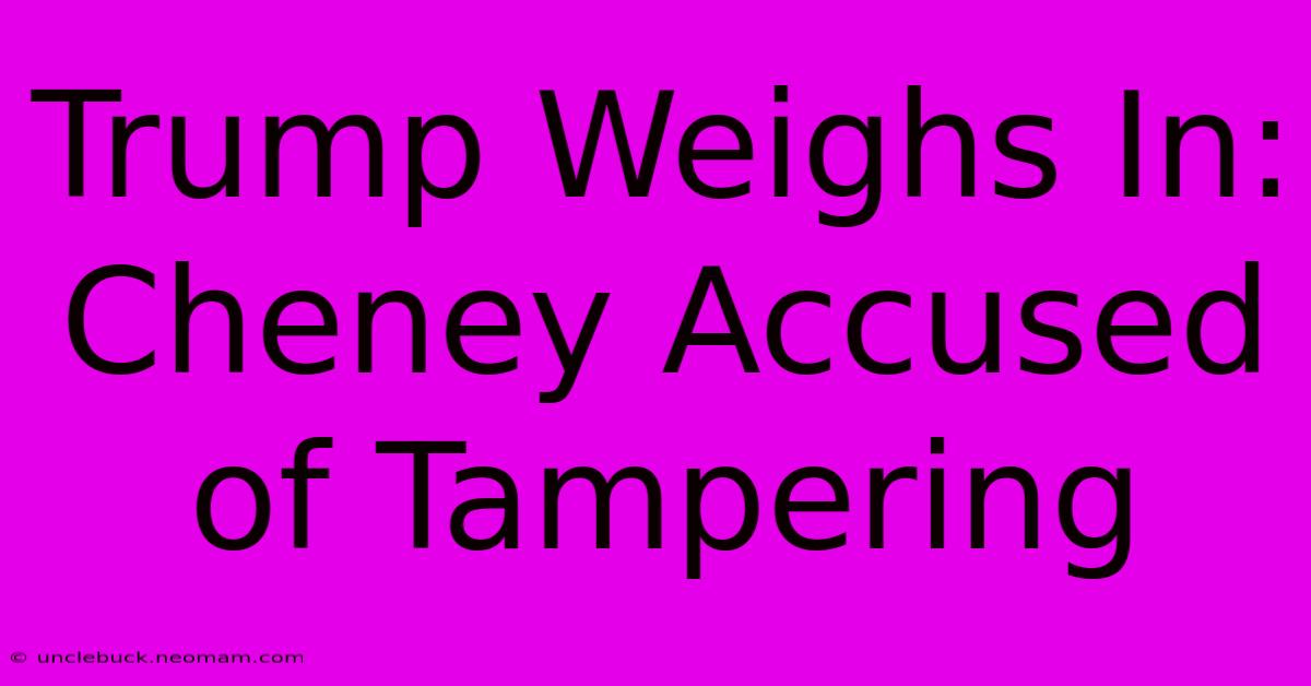 Trump Weighs In: Cheney Accused Of Tampering