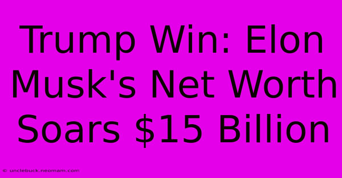 Trump Win: Elon Musk's Net Worth Soars $15 Billion