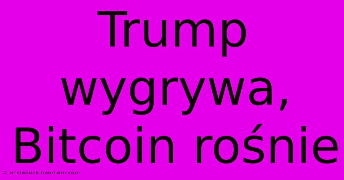 Trump Wygrywa, Bitcoin Rośnie