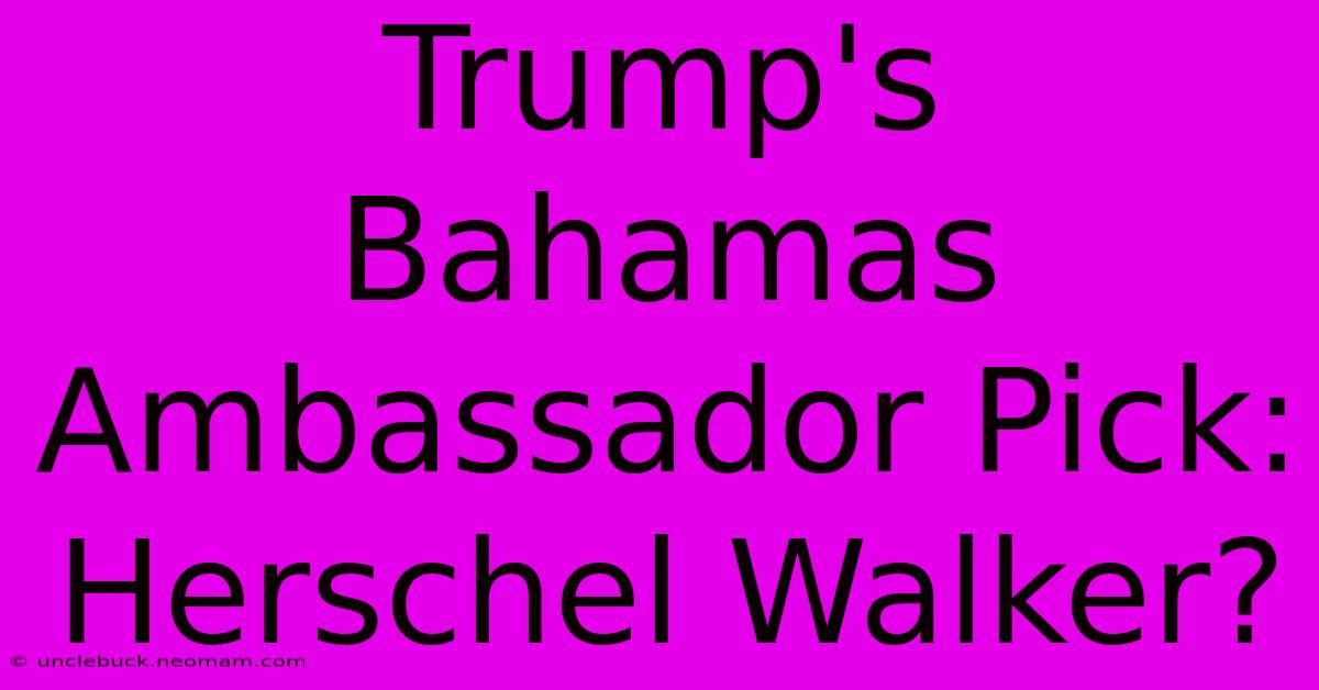 Trump's Bahamas Ambassador Pick: Herschel Walker?