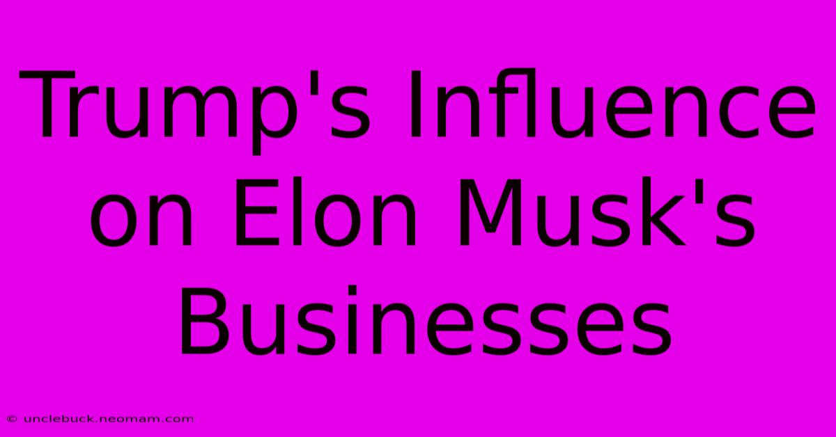 Trump's Influence On Elon Musk's Businesses 