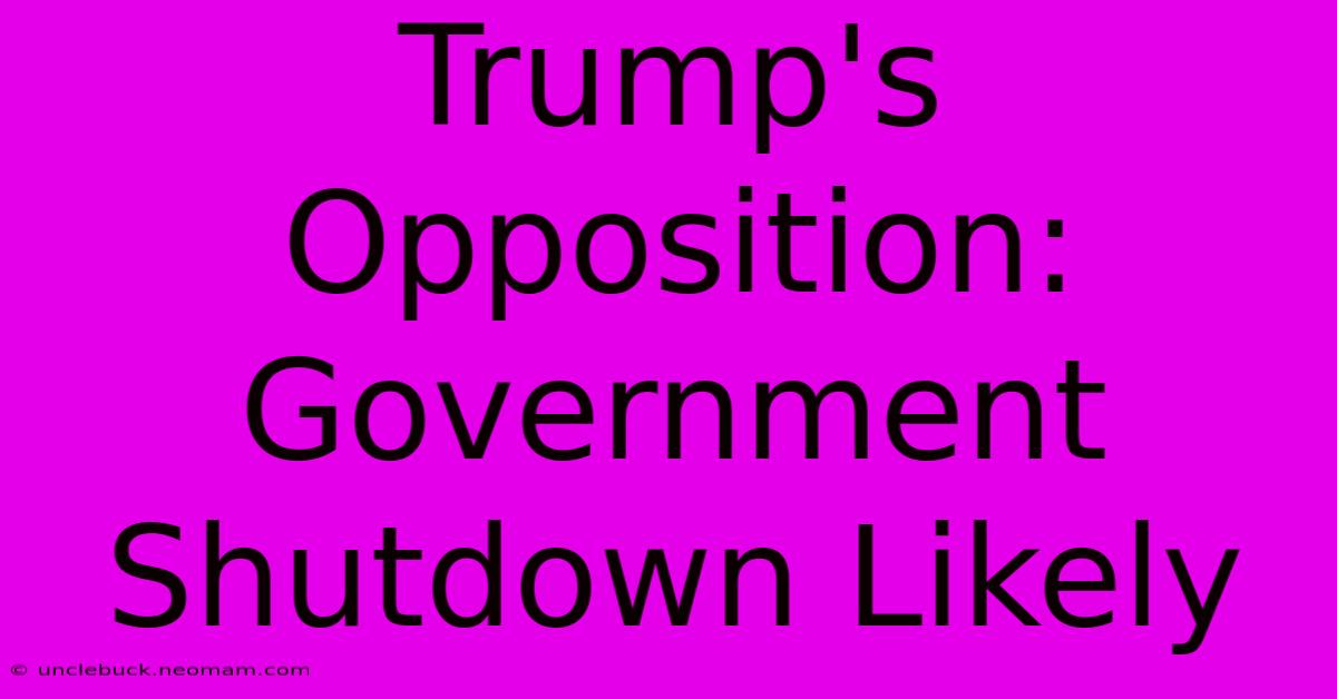 Trump's Opposition: Government Shutdown Likely