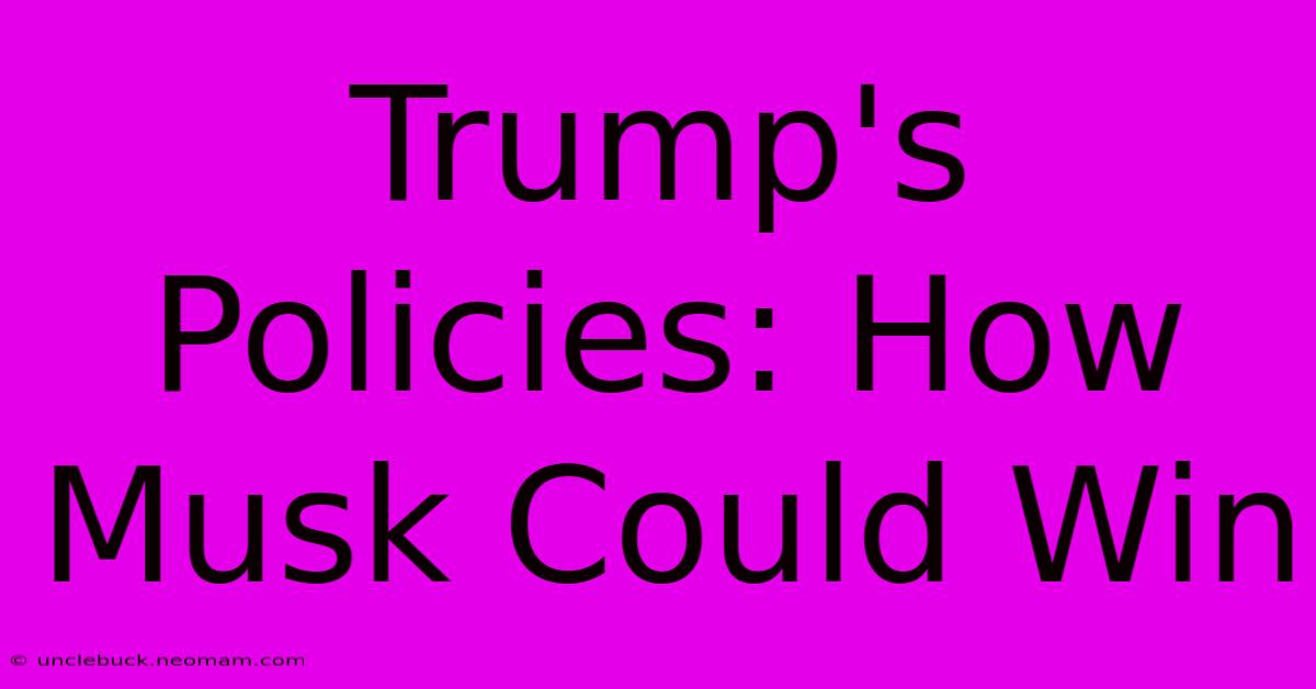 Trump's Policies: How Musk Could Win