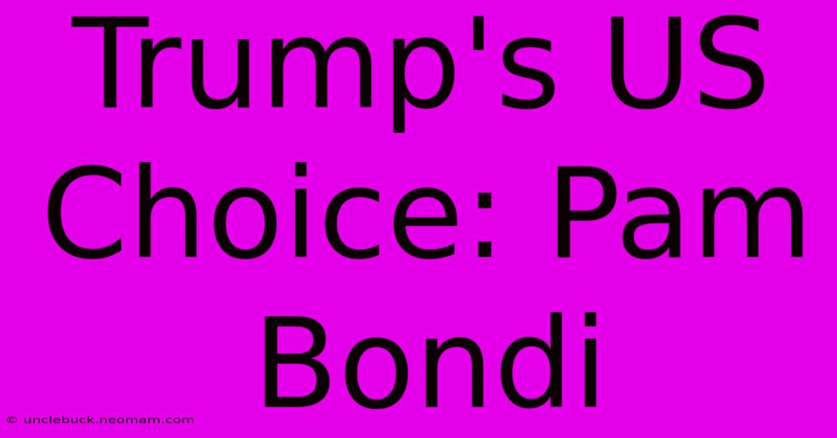 Trump's US Choice: Pam Bondi