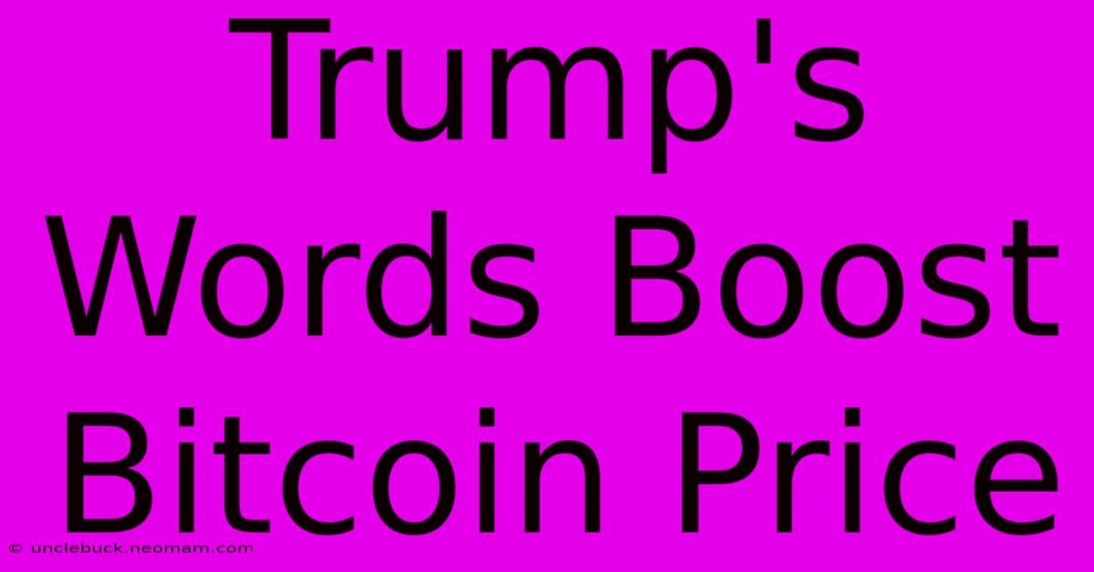 Trump's Words Boost Bitcoin Price