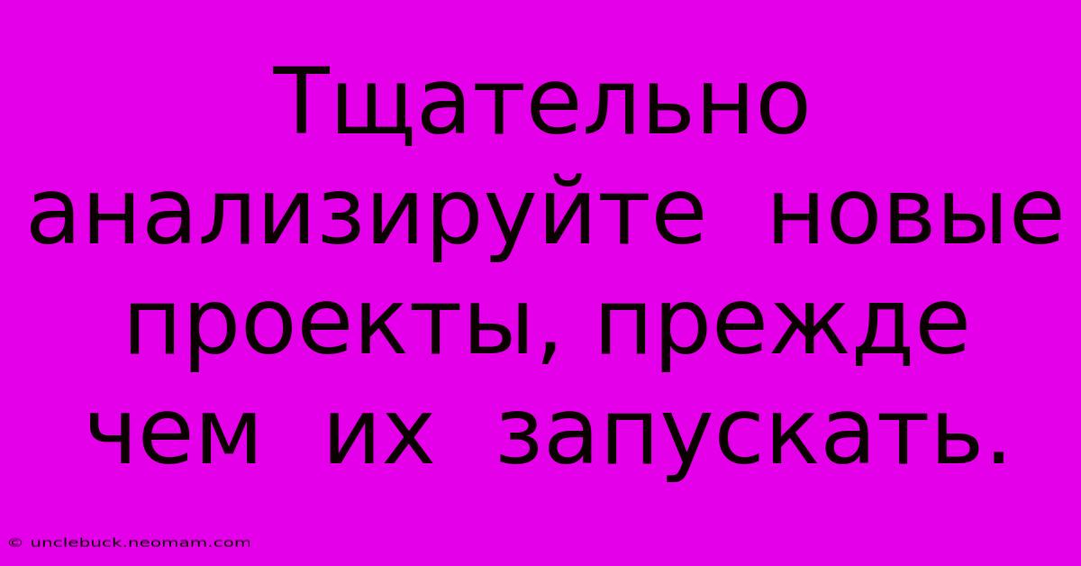 Тщательно  Анализируйте  Новые  Проекты, Прежде  Чем  Их  Запускать.