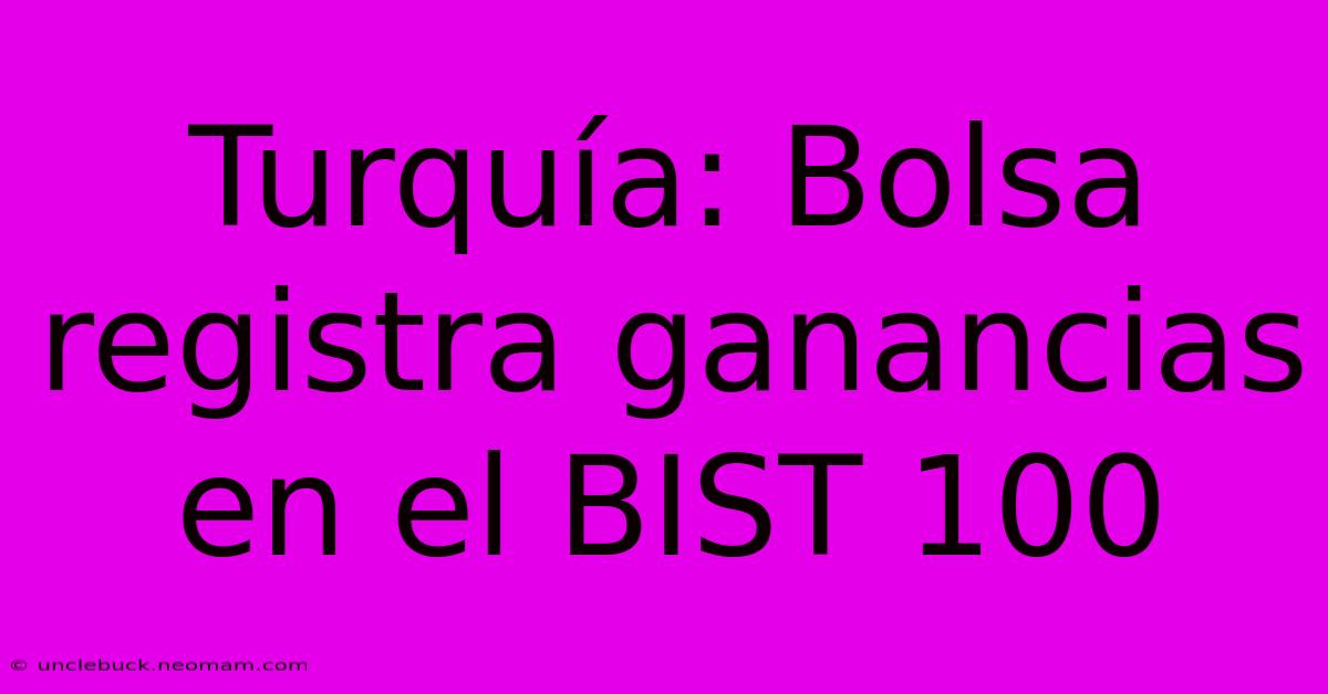 Turquía: Bolsa Registra Ganancias En El BIST 100 