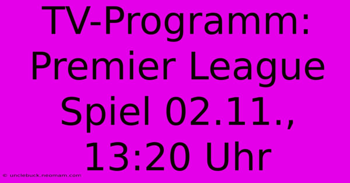 TV-Programm: Premier League Spiel 02.11., 13:20 Uhr