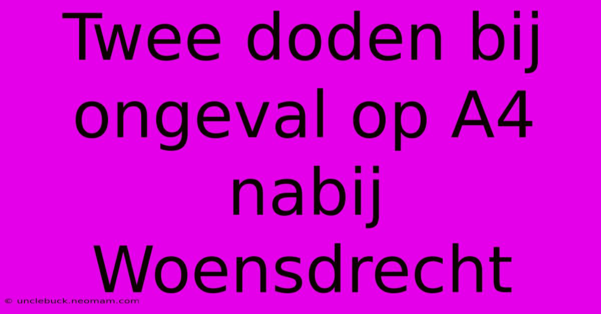 Twee Doden Bij Ongeval Op A4 Nabij Woensdrecht 