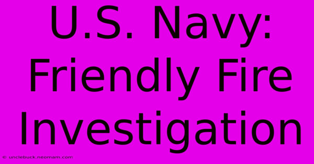 U.S. Navy: Friendly Fire Investigation