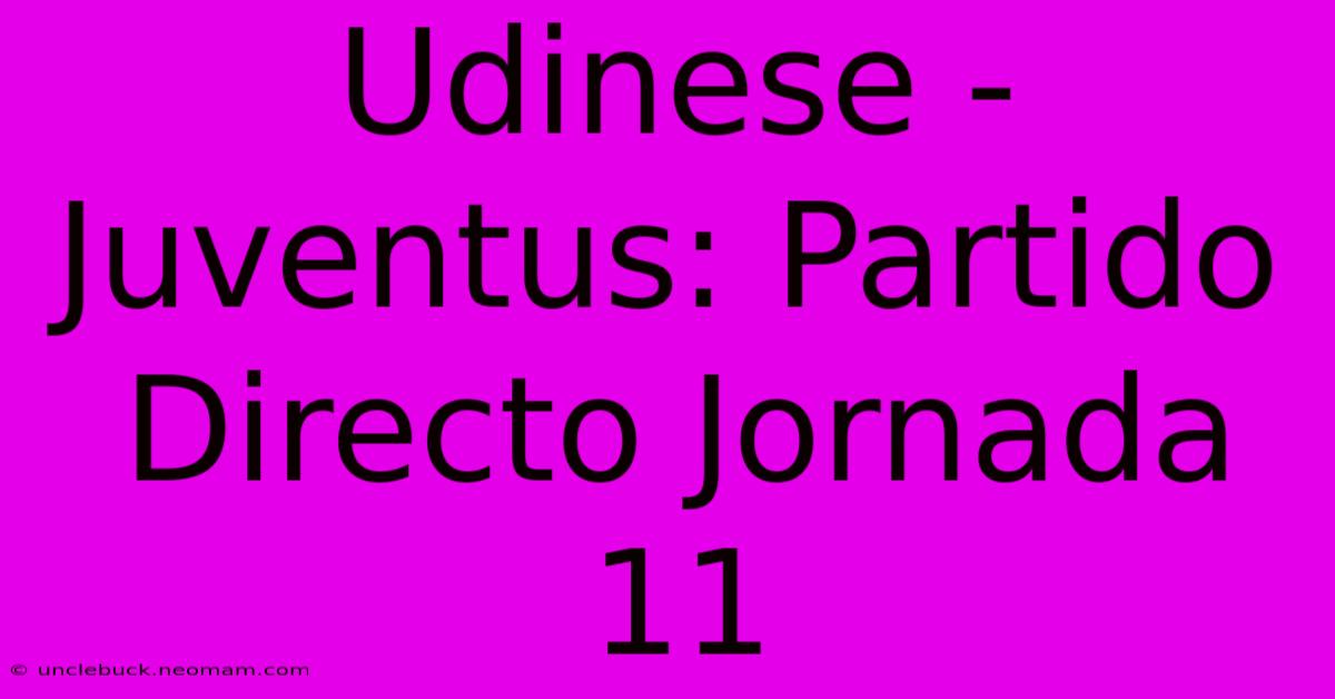 Udinese - Juventus: Partido Directo Jornada 11