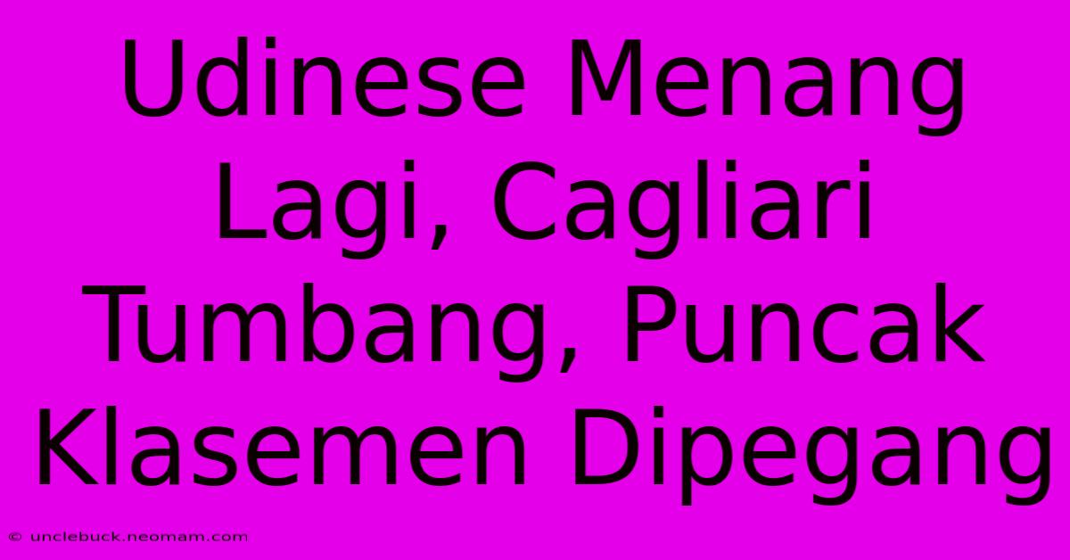 Udinese Menang Lagi, Cagliari Tumbang, Puncak Klasemen Dipegang