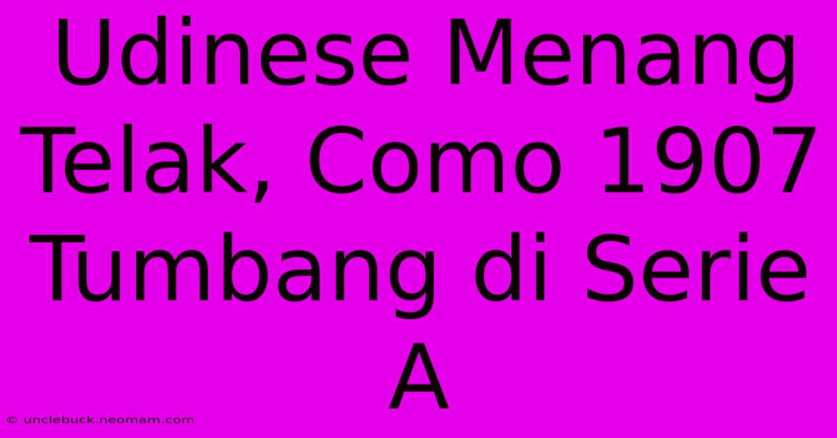 Udinese Menang Telak, Como 1907 Tumbang Di Serie A