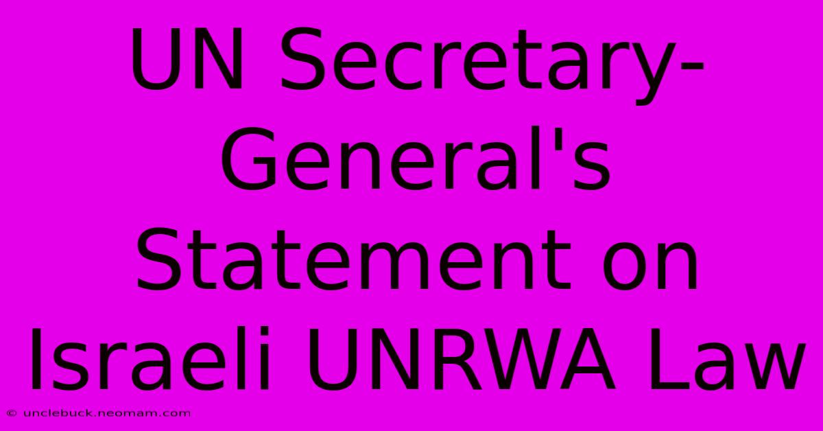 UN Secretary-General's Statement On Israeli UNRWA Law