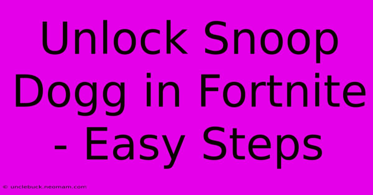 Unlock Snoop Dogg In Fortnite - Easy Steps