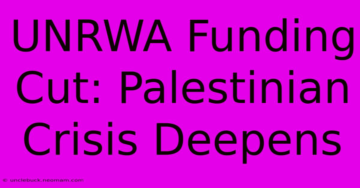 UNRWA Funding Cut: Palestinian Crisis Deepens