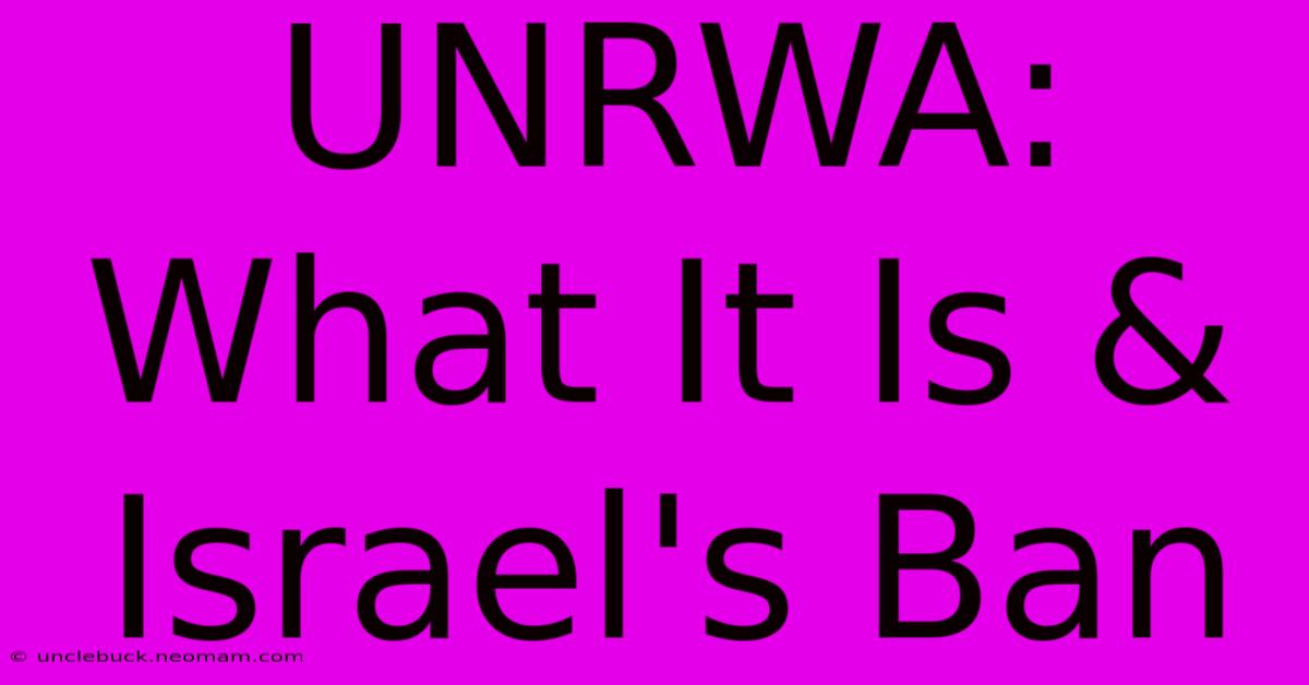 UNRWA: What It Is & Israel's Ban 