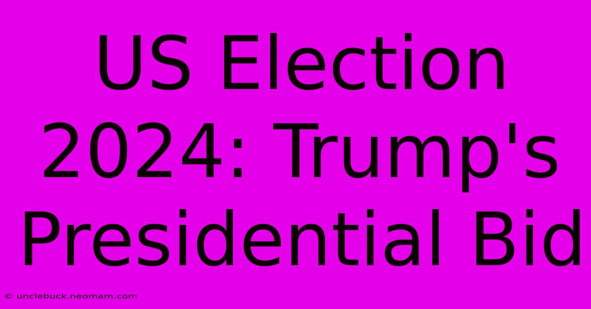 US Election 2024: Trump's Presidential Bid