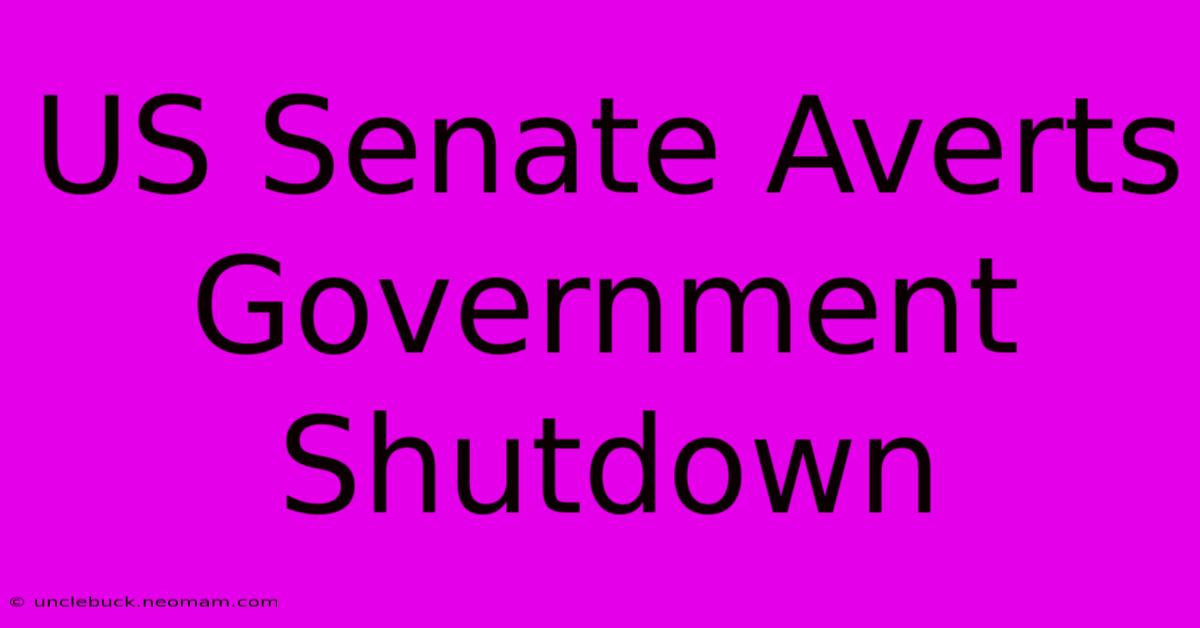 US Senate Averts Government Shutdown