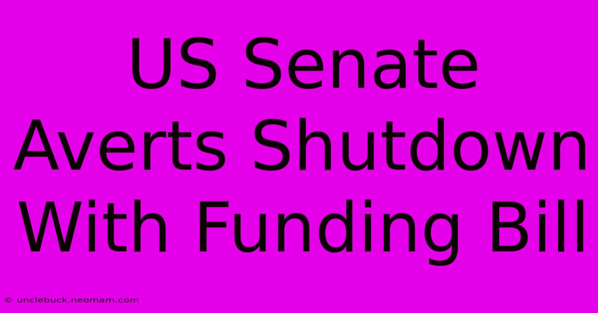 US Senate Averts Shutdown With Funding Bill