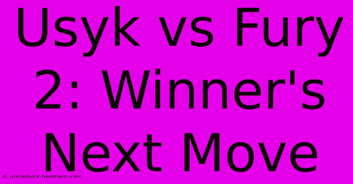 Usyk Vs Fury 2: Winner's Next Move