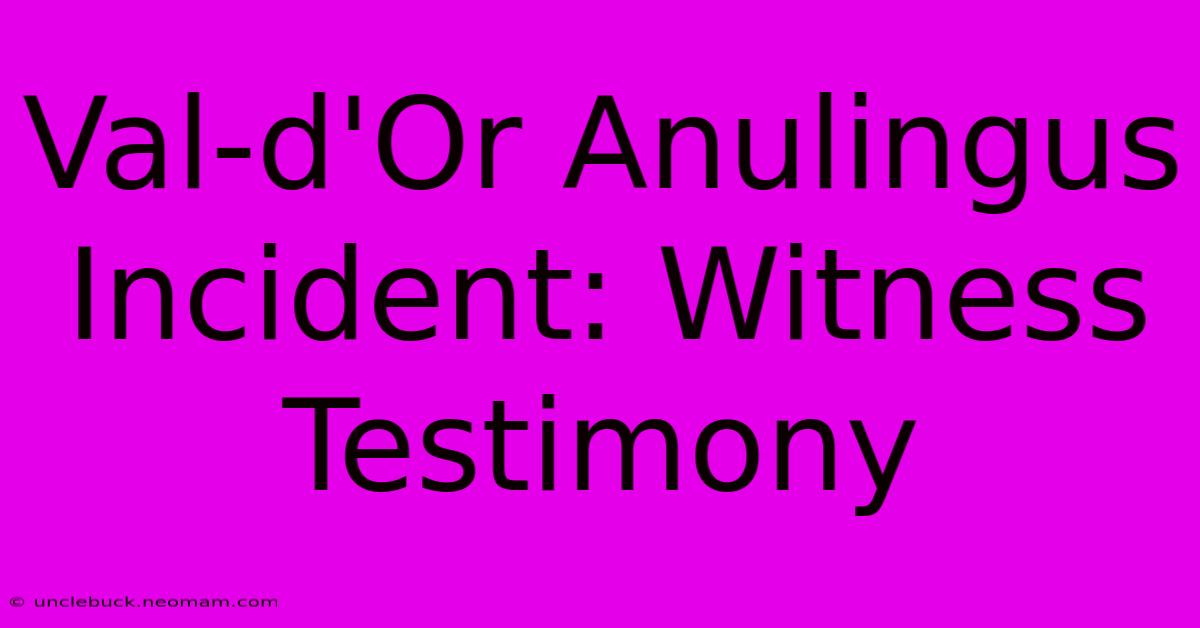 Val-d'Or Anulingus Incident: Witness Testimony