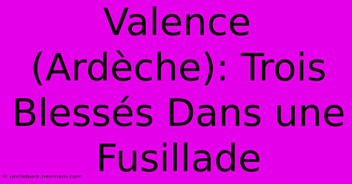 Valence (Ardèche): Trois Blessés Dans Une Fusillade