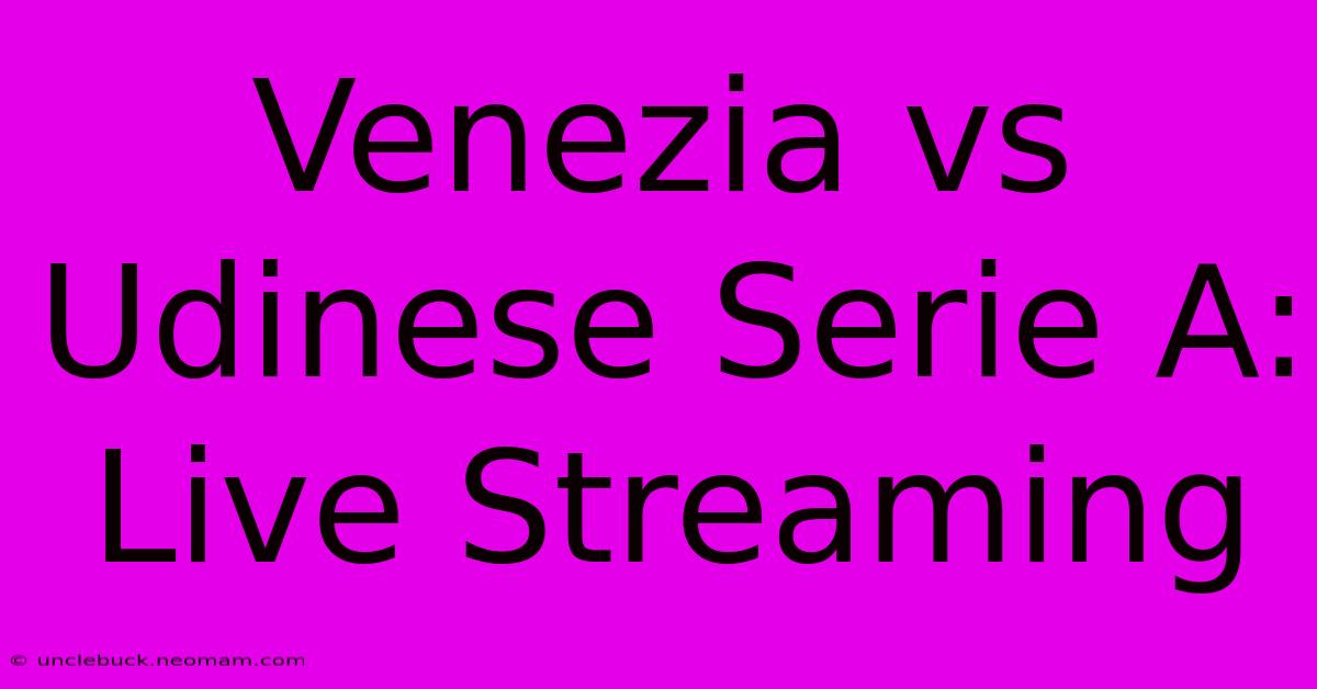 Venezia Vs Udinese Serie A: Live Streaming