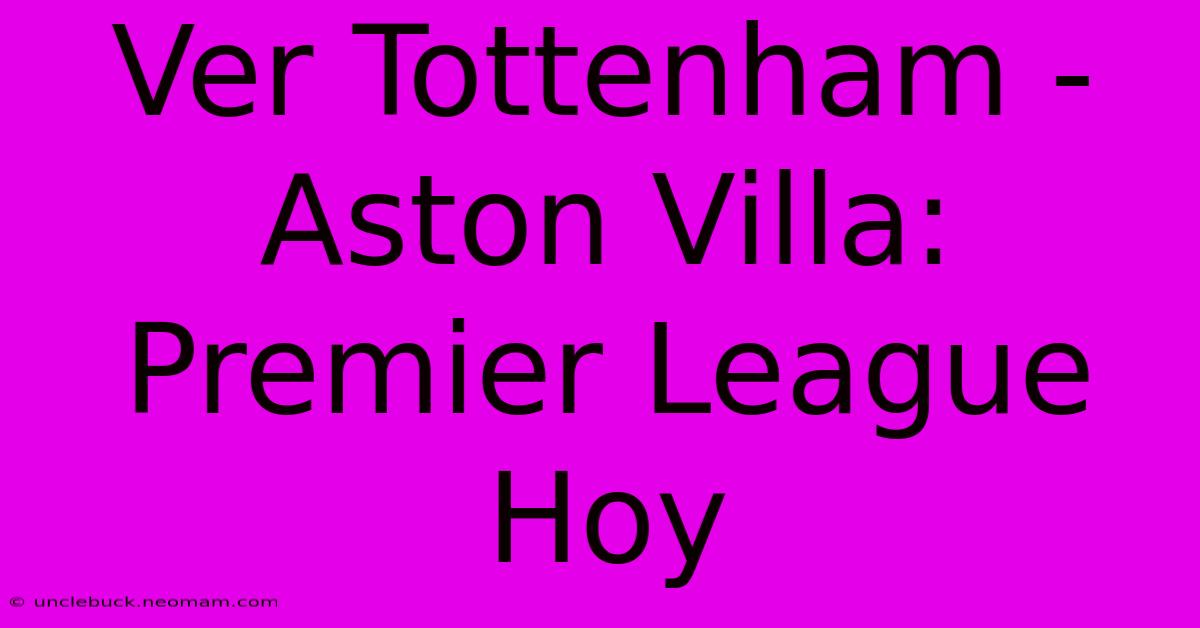 Ver Tottenham - Aston Villa: Premier League Hoy