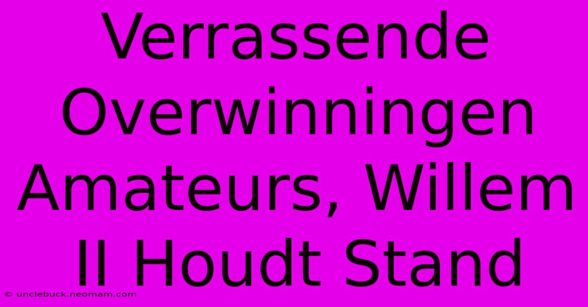 Verrassende Overwinningen Amateurs, Willem II Houdt Stand