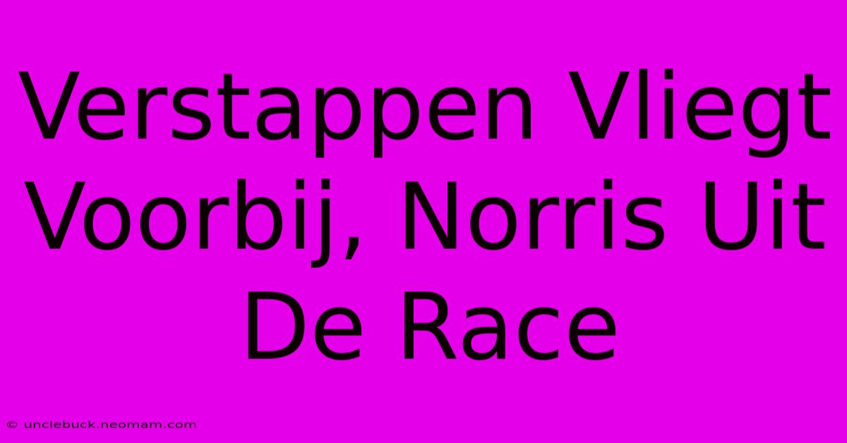 Verstappen Vliegt Voorbij, Norris Uit De Race