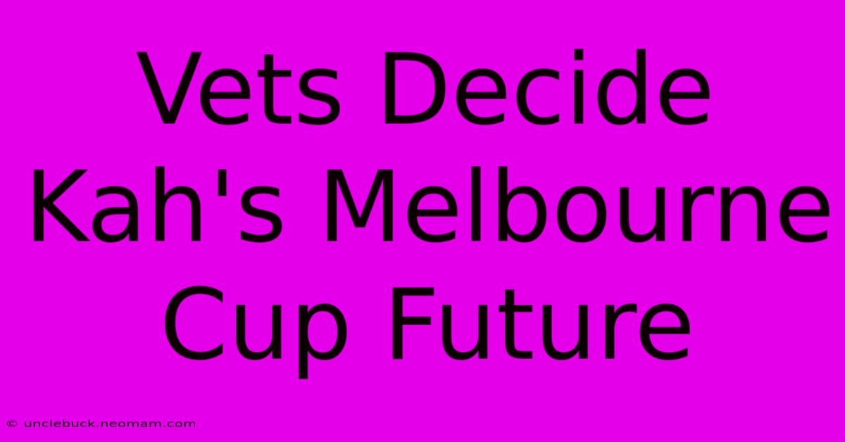 Vets Decide Kah's Melbourne Cup Future 