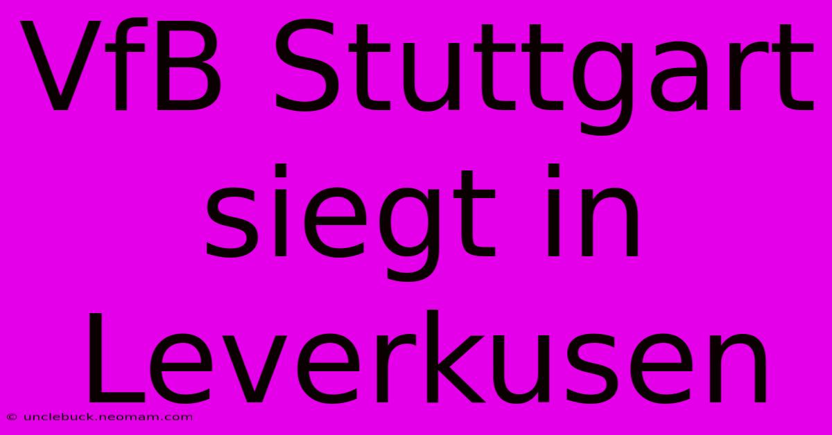 VfB Stuttgart Siegt In Leverkusen