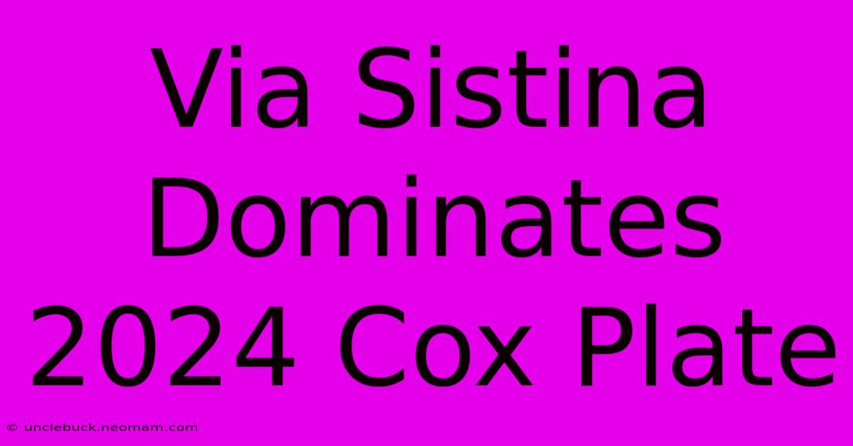 Via Sistina Dominates 2024 Cox Plate