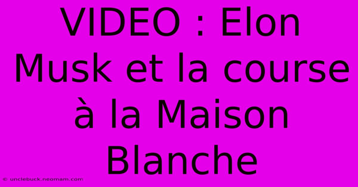 VIDEO : Elon Musk Et La Course À La Maison Blanche 