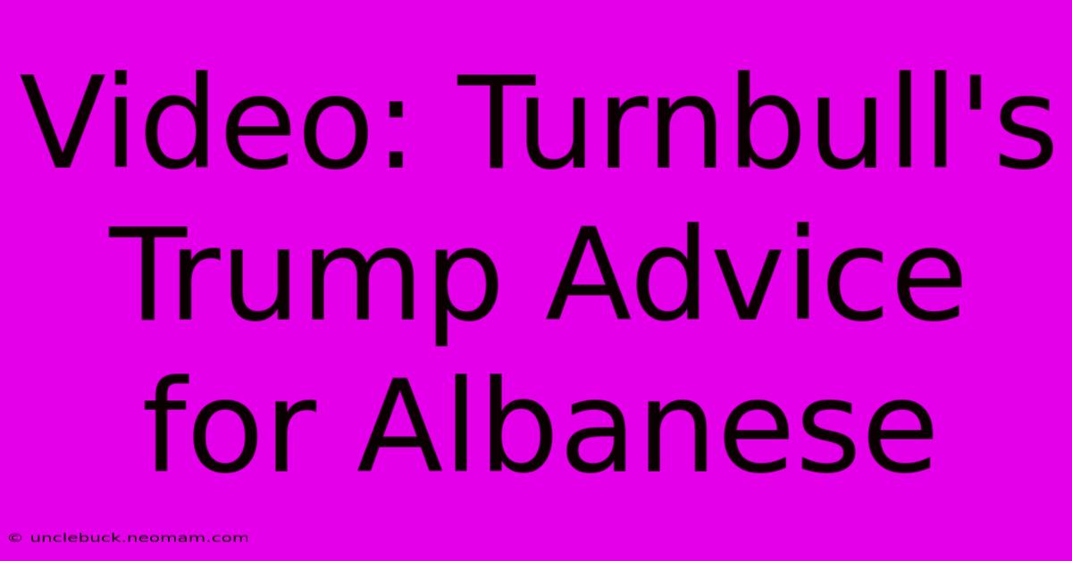 Video: Turnbull's Trump Advice For Albanese