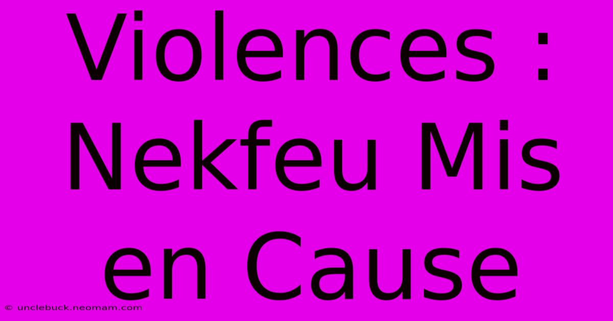 Violences : Nekfeu Mis En Cause