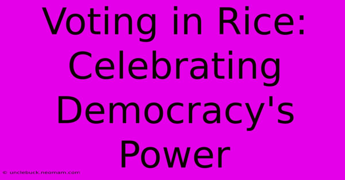 Voting In Rice: Celebrating Democracy's Power 