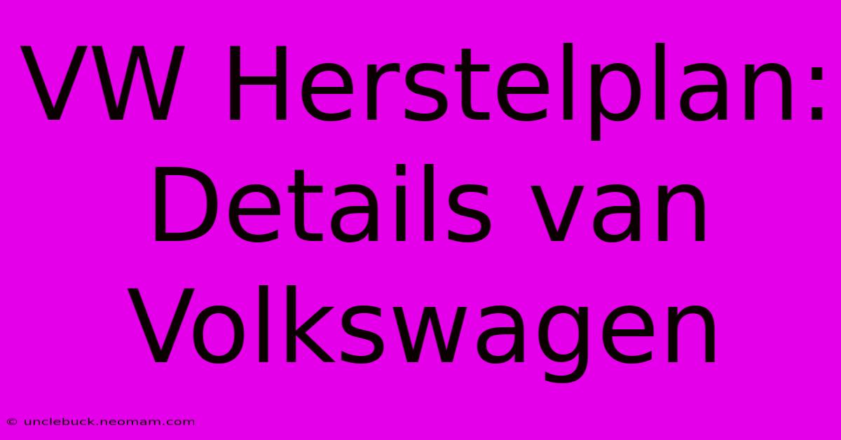 VW Herstelplan: Details Van Volkswagen