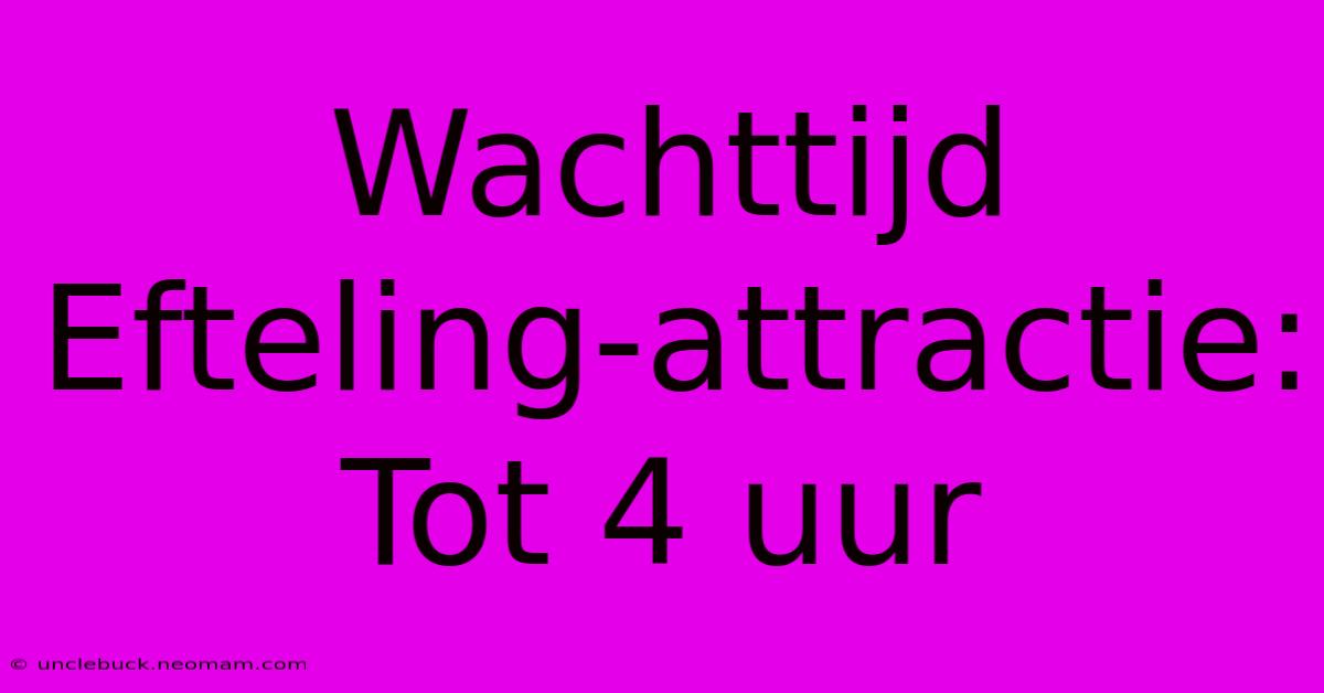 Wachttijd Efteling-attractie: Tot 4 Uur