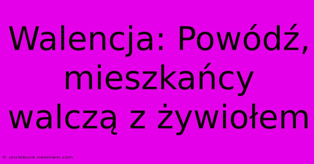 Walencja: Powódź, Mieszkańcy Walczą Z Żywiołem 