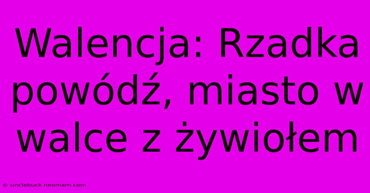 Walencja: Rzadka Powódź, Miasto W Walce Z Żywiołem