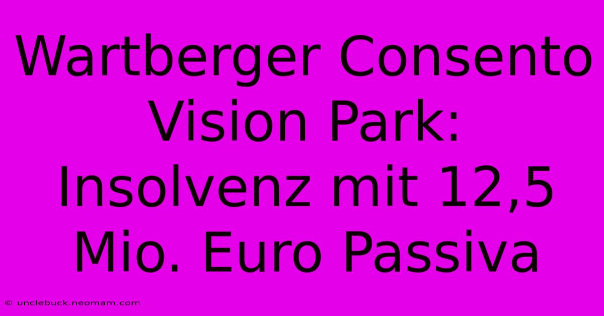 Wartberger Consento Vision Park: Insolvenz Mit 12,5 Mio. Euro Passiva