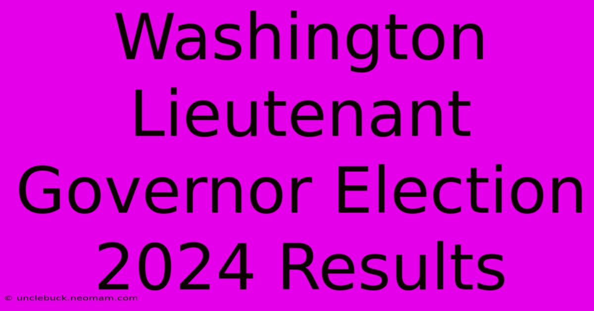 Washington Lieutenant Governor Election 2024 Results