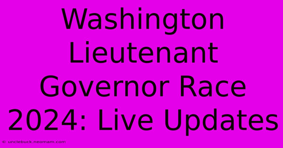 Washington Lieutenant Governor Race 2024: Live Updates