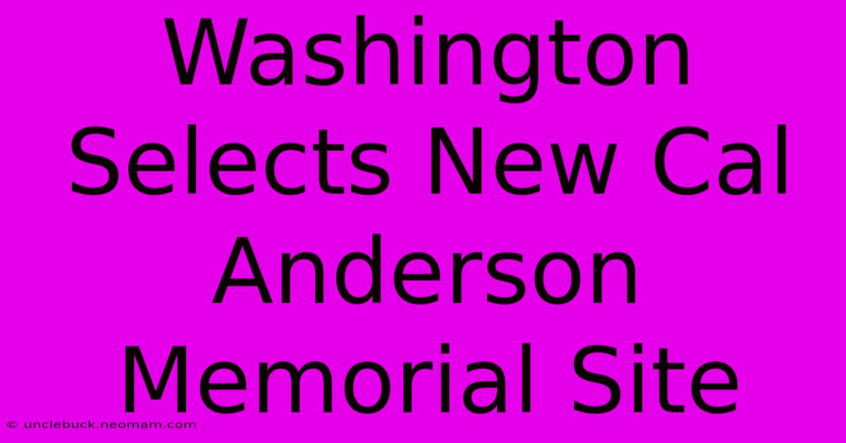 Washington Selects New Cal Anderson Memorial Site