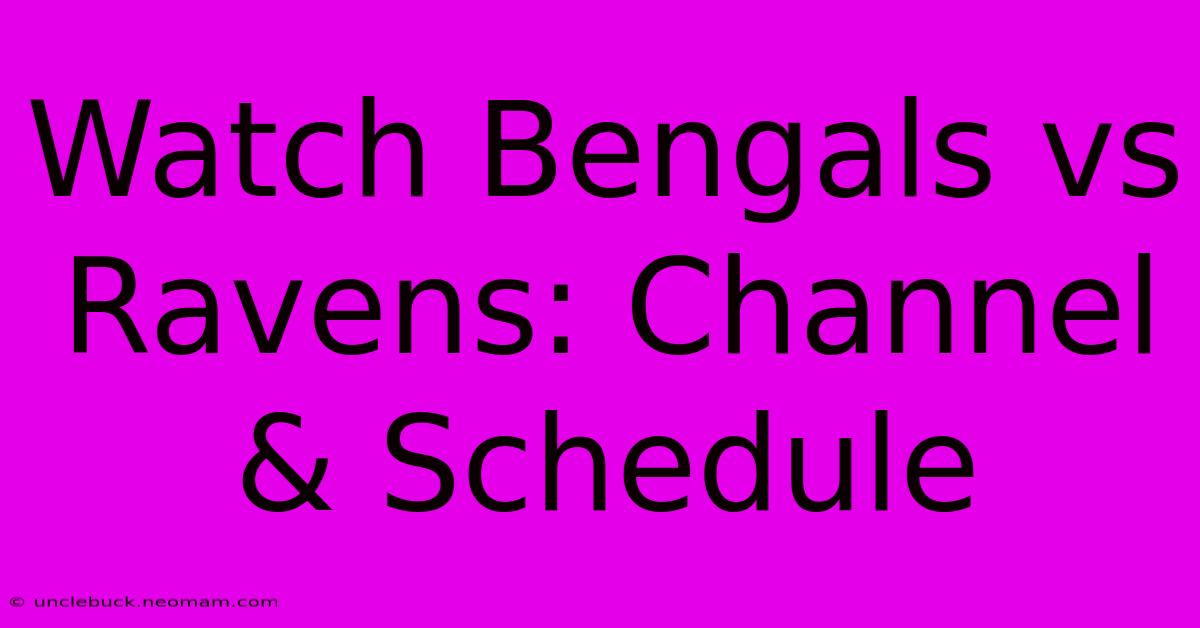 Watch Bengals Vs Ravens: Channel & Schedule