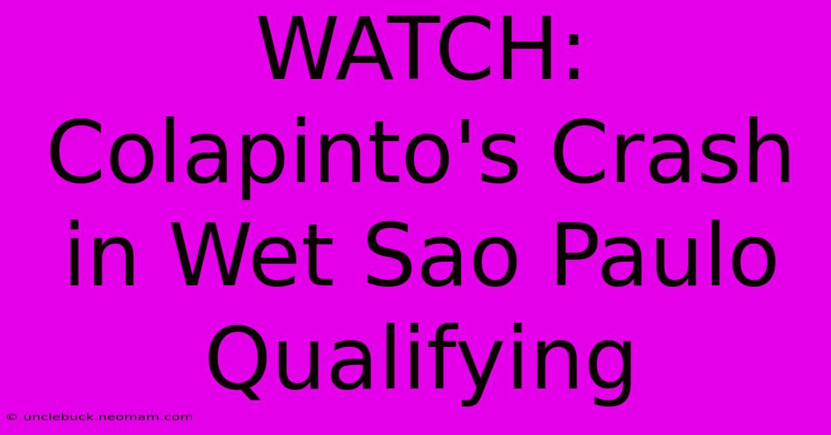 WATCH: Colapinto's Crash In Wet Sao Paulo Qualifying 